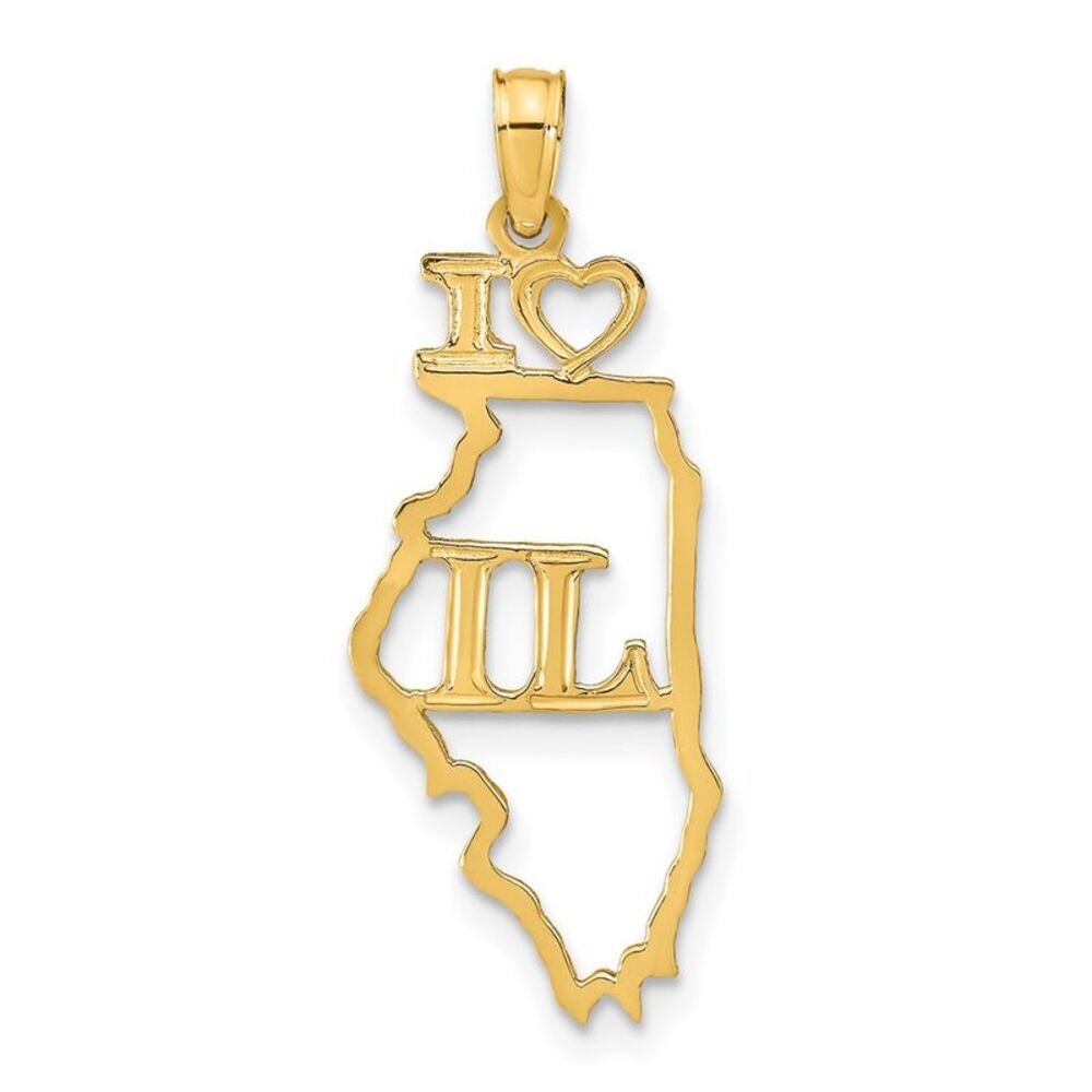 10k Yellow Gold Solid Illinois State Pendant - image 1